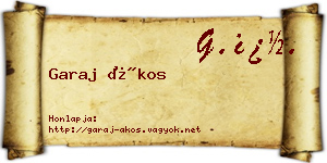 Garaj Ákos névjegykártya